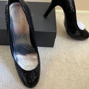 Tahari Black Sequin Pumps - New